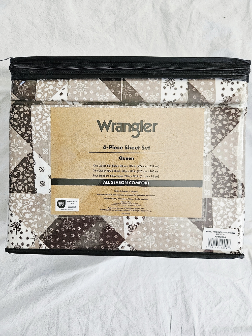 🤎 Wrangler Rodeo Patchwork Queen Sheet Set – NWT